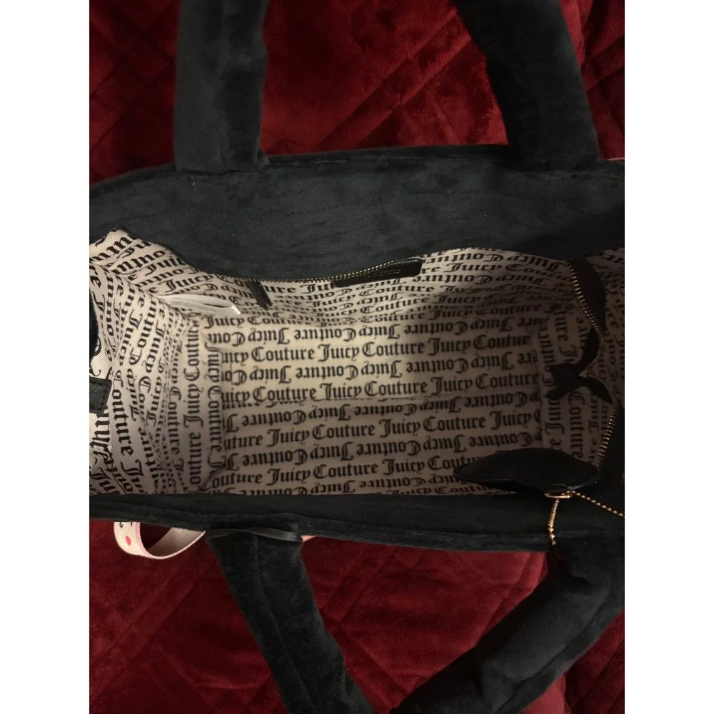 Juicy Couture Liquorice Extra‎ Spender Tote Bag Black Velour Rhinestone NWT